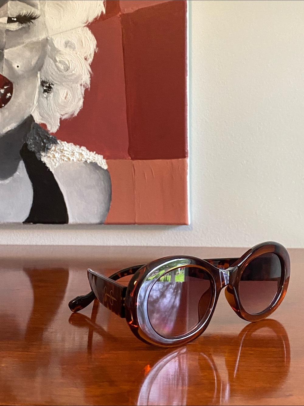 Tortoise Brown Retro Modern Oval Round Sunglasses Y2K